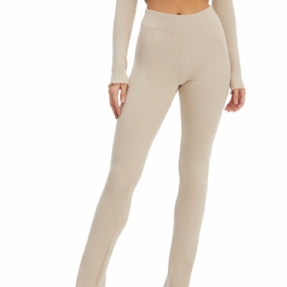 Good American Pants - Good American Lettuce Edge Baby Flare Knit Pants